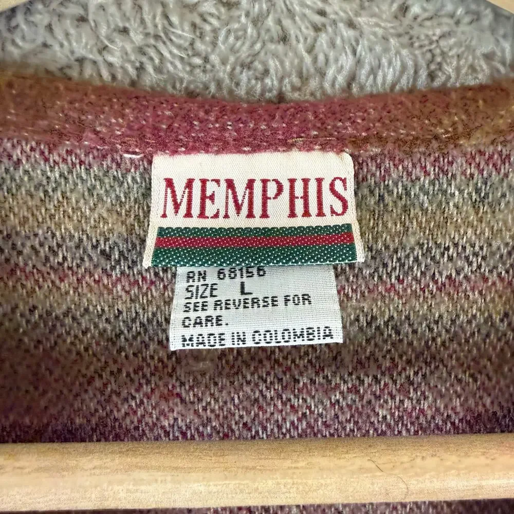 Vintage 90s Southwest Wool Blend Vest Aztec Navajo Stripe Women's L Memphis